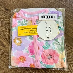 Little Sleepies Watercolor Meadow Floral Zippy 3-6 months NEW